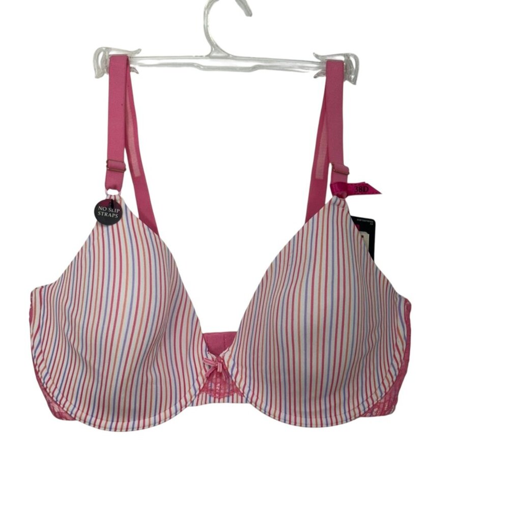 Maidenform Extra Coverage T-Shirt Women Bra 40C Pink Stripe Everyday Comfort Fit - Picture 6 of 9